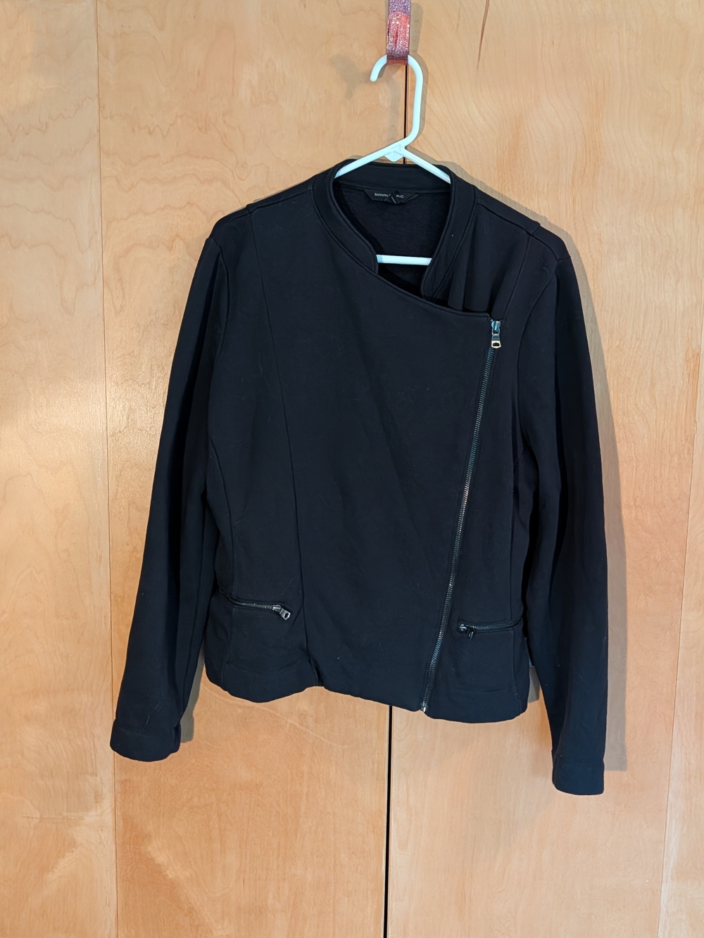 Banana Republic Black Asymmetrical Zip Moto Jacket Size XL